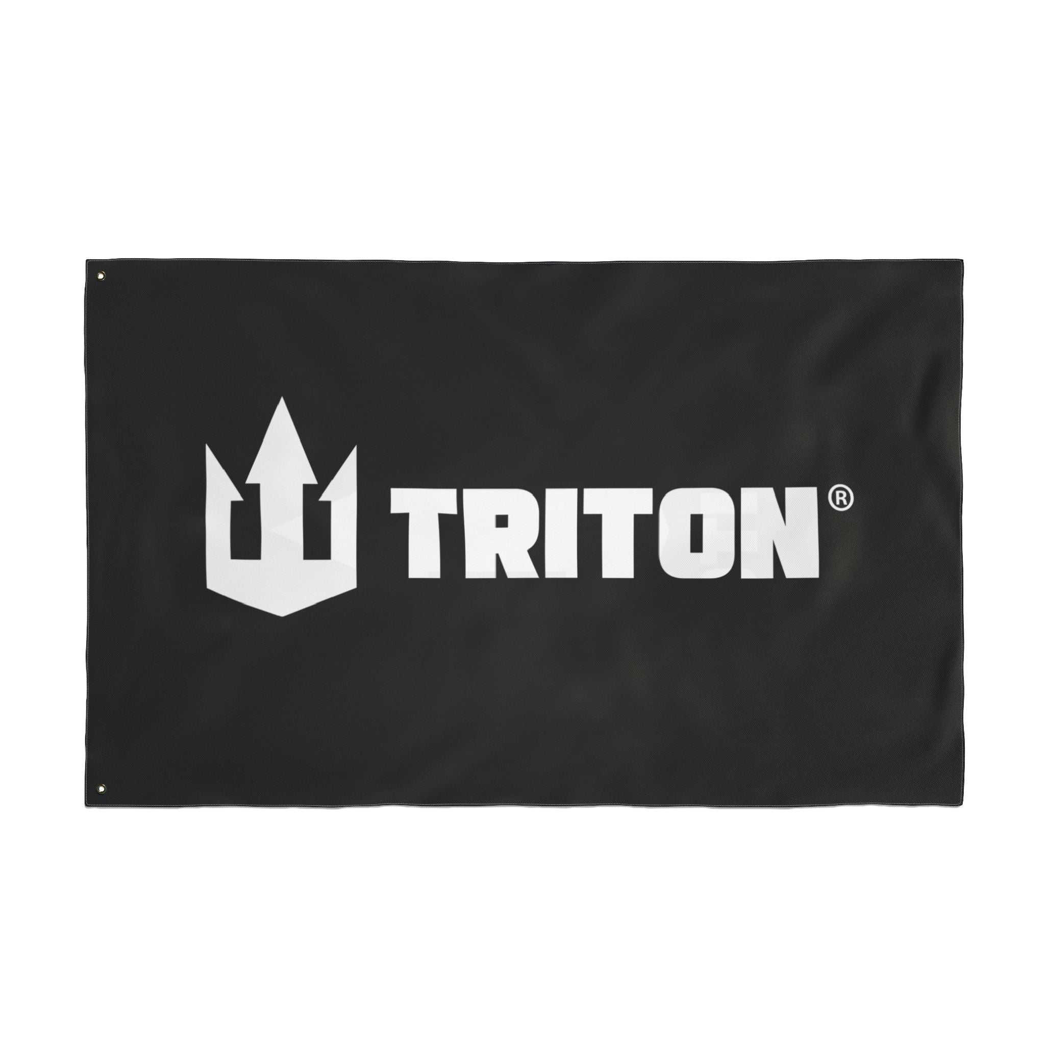 Triton Logo Flag — Double-Sided Black Outdoor Banner