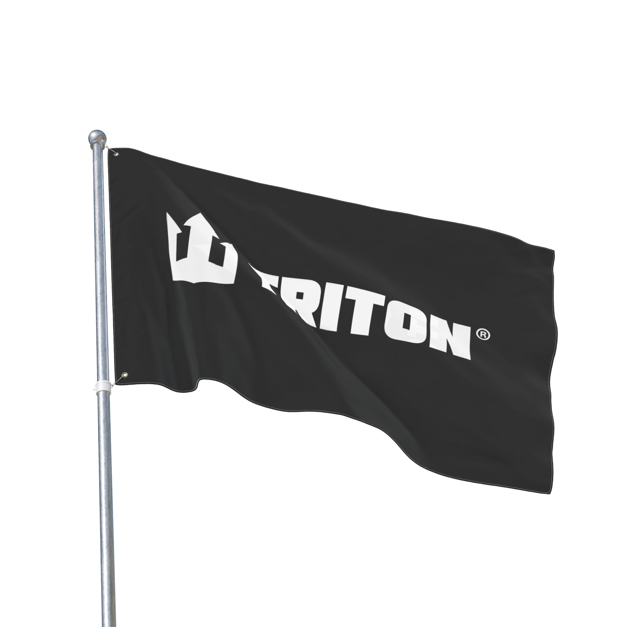 Triton Logo Flag — Double-Sided Black Outdoor Banner