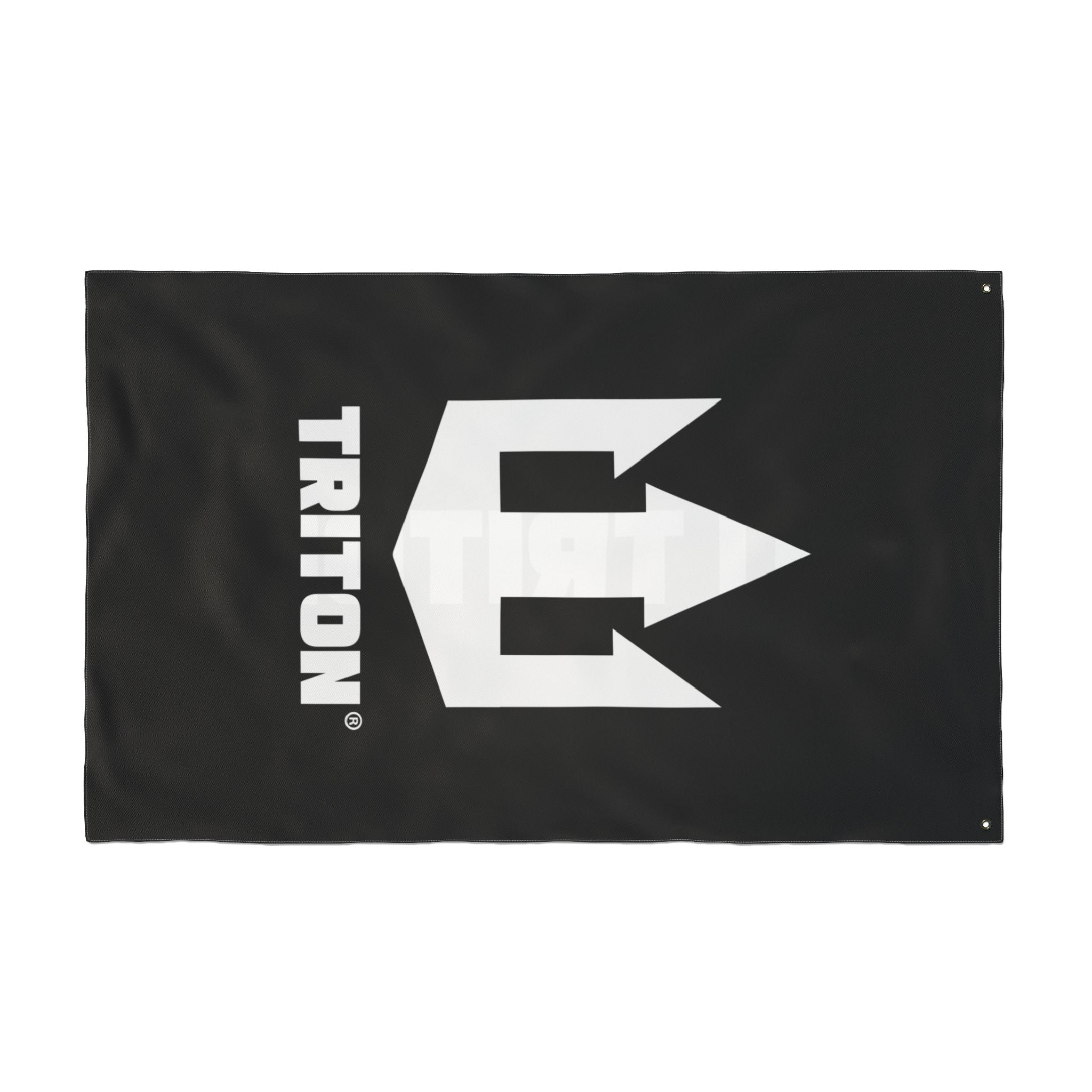 Triton Logo Flag — Double-Sided Black Outdoor Banner