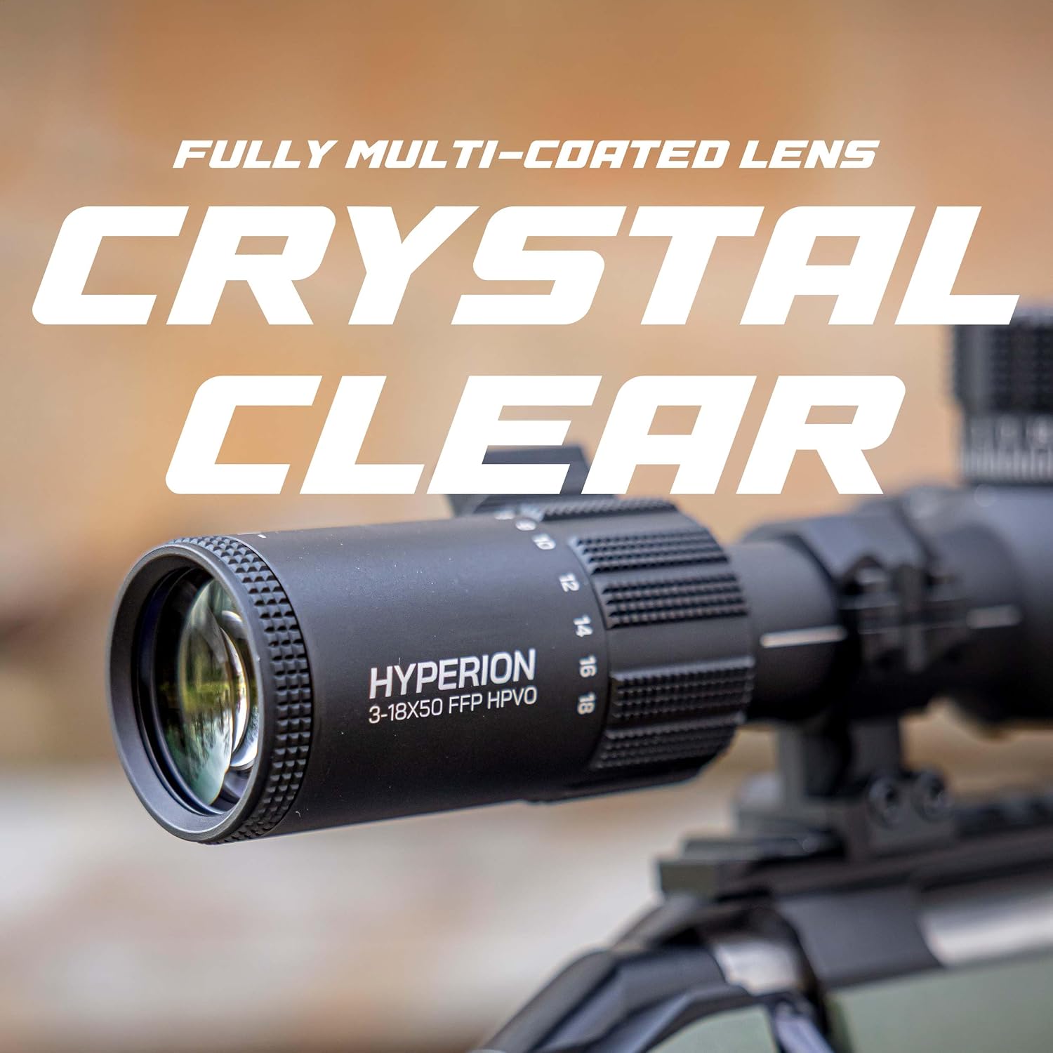 Hyperion 6-24x First Focal Plane High Power Variable Scope with SecureLock Locking Turrets, Side Parallax, Illuminated Reticle, FFP-MOA | MOA Reticle - Triton
