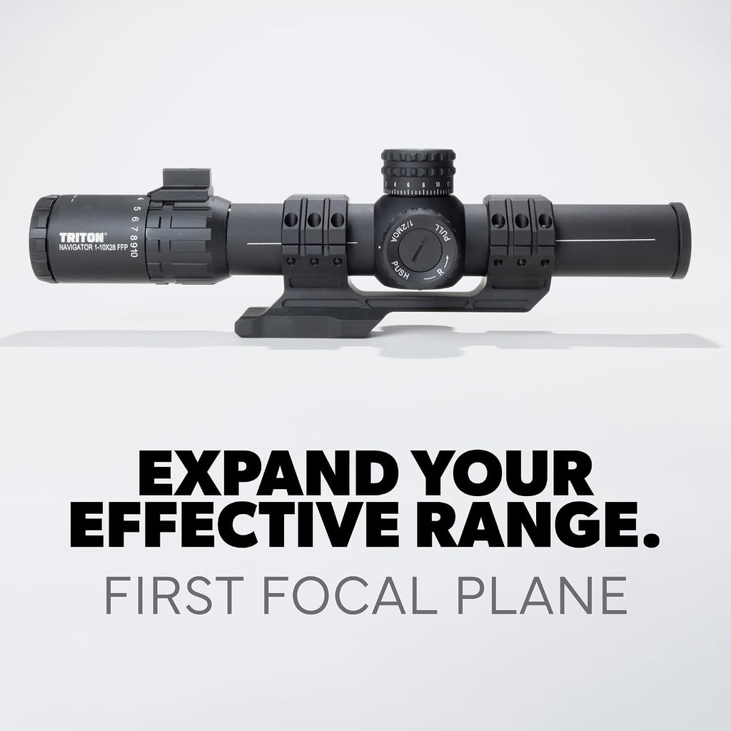 Triton Navigator+ 1-10x28 First Focal Plane FFP LPVO Rifle Scope | Dot C5 BDC Reticle - Triton