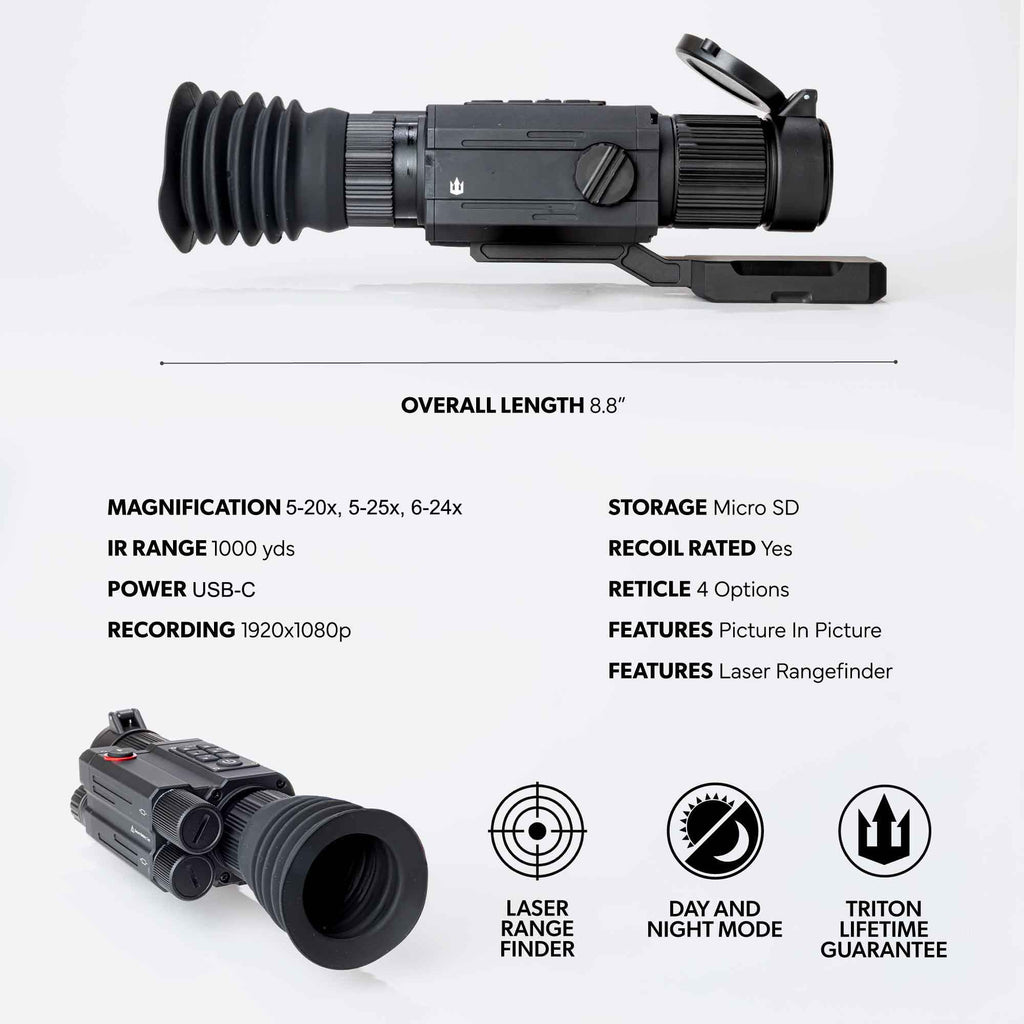 Triton StarStrike-R ULTRA HDX Digital Night Vision Scope | PiP + LRF Integrated Distance Measuring System - Triton